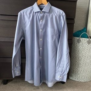 Lauren by Ralph Lauren dress shirt 16.5in slim fit blue & white. Like new condit